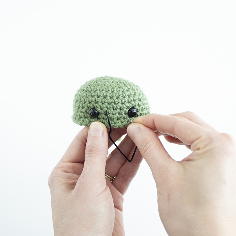 How to Crochet Amigurumi - Adding a mouth - 03