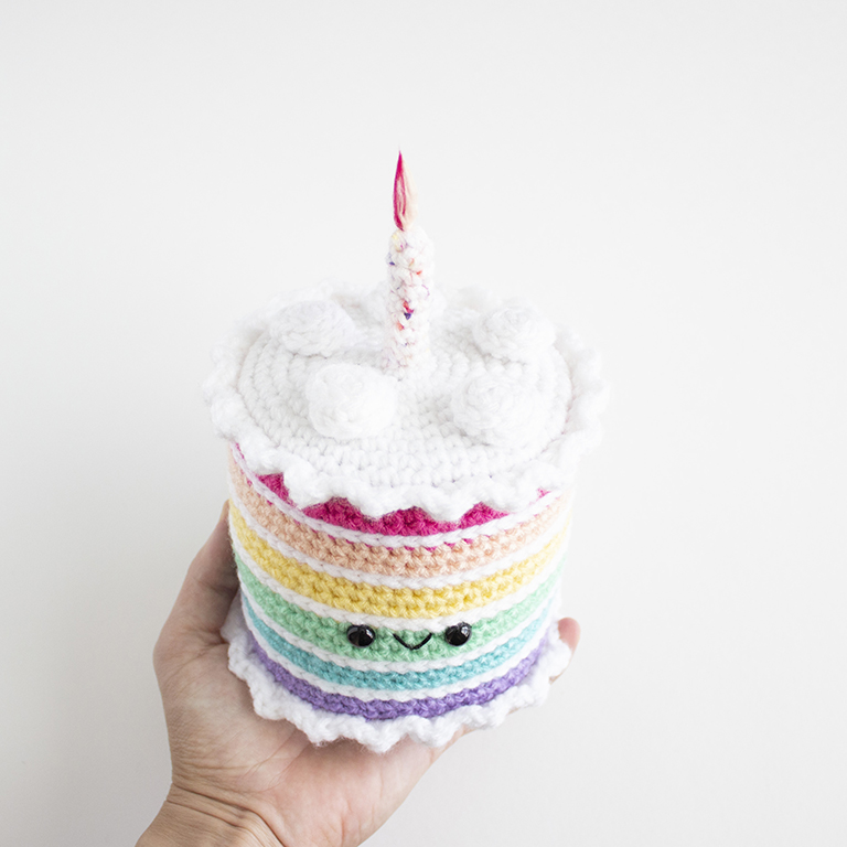Amigurumi Rainbow Birthday Cake Crochet Pattern - Cake Candle - 02