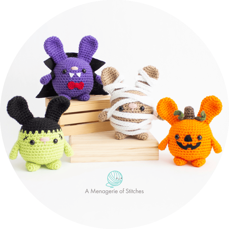 HALLOWEEN CROCHET PATTERNS CIRCLE WATERMARK - VAMPIRE MUMMY FRANKENSTEIN Jack-o'-lantern Pumpkin