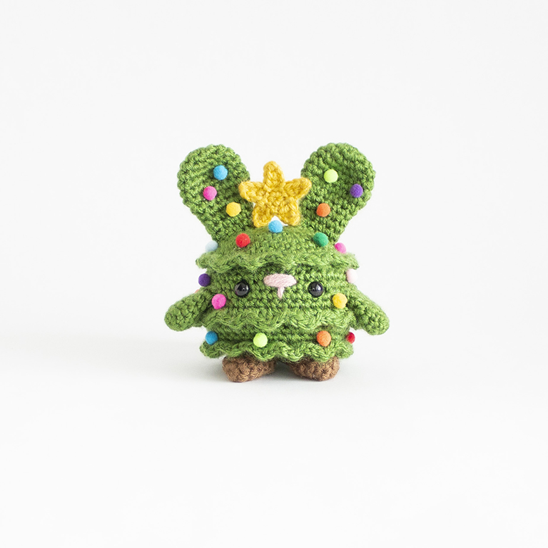 Free Crochet Christmas Tree Bunny - Amigurumi Hero Shot All Assembled - 01