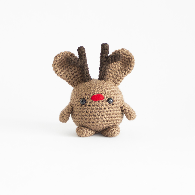 Free Crochet Christmas Reindeer Bunny - Amigurumi Hero Shot All Assembled - 01