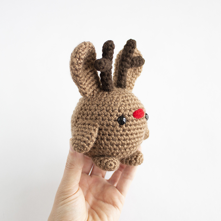 Free Crochet Christmas Reindeer Bunny - Amigurumi Hero Shot All Assembled - 02