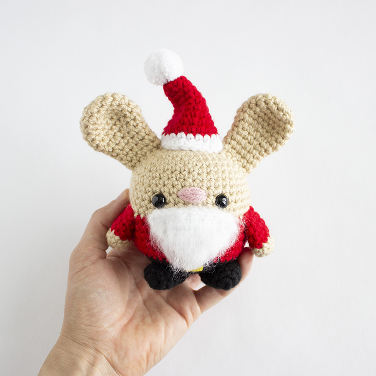 Free Crochet Christmas Santa Claus Bunny - Amigurumi Hero Shot All Assembled No Glasses- 01