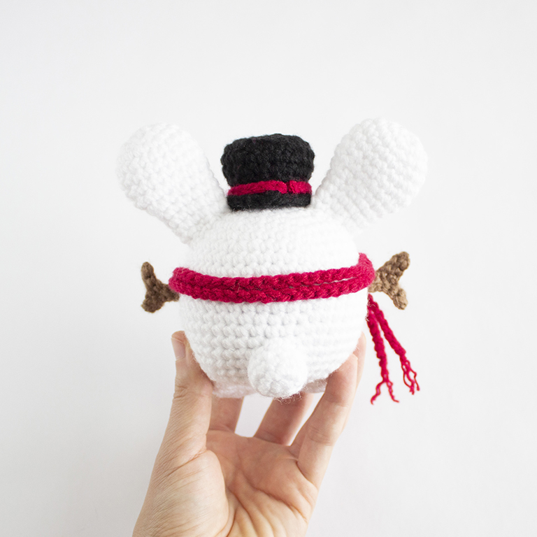 Free Crochet Christmas Snowman Bunny - Amigurumi Hero Shot All Assembled - 04