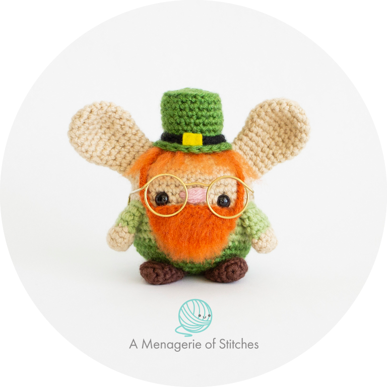FREE Crochet St. Patricks Day Amigurumi Bunnies - Pot of Gold Bunnt, Unicorn Bunny, Leprechaun Bunny, Yarn Ball HERO leprechaun