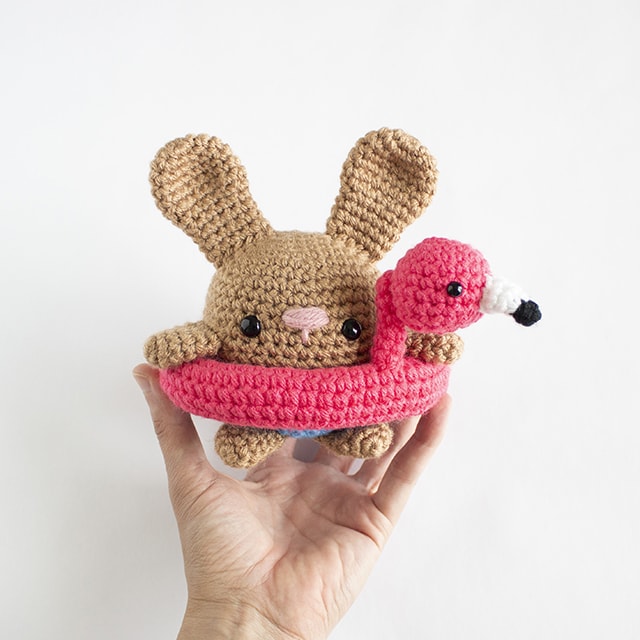 Amigurumi Summer Chubby Bunny Free Crochet Pattern- Beach Bunny Flamingo Floatie Hero 21