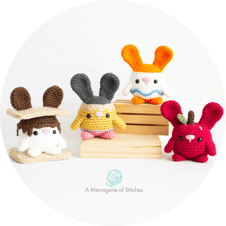 Back To School Bunnies Amigurumi - Smore Bunny-Pencil Bunny-Apple Bunny-Glue Stick Bunny HERO